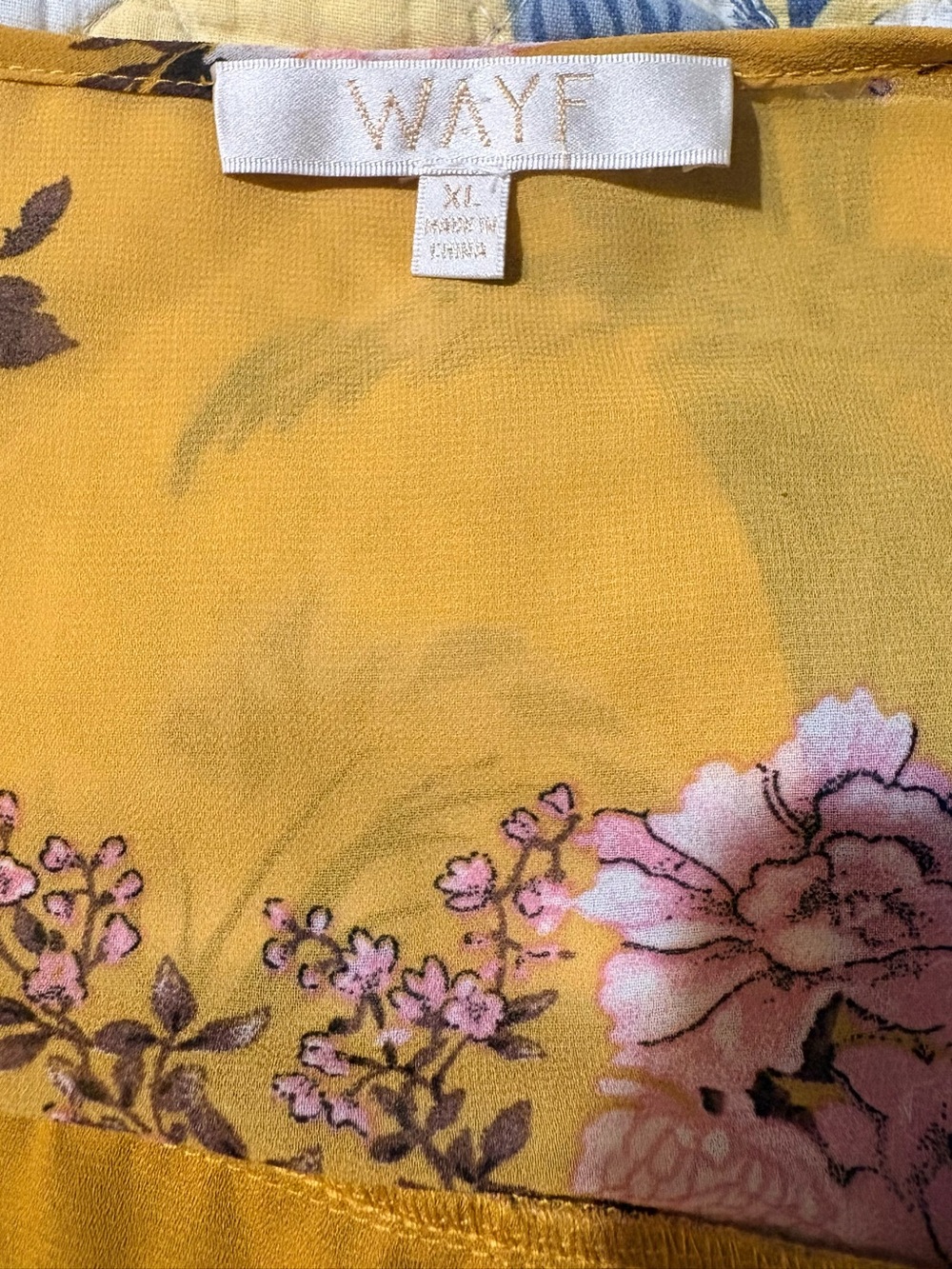 WAYF Floral Wrap Maxi Dress - Mustard with Pink Floral - Picture 7 of 9